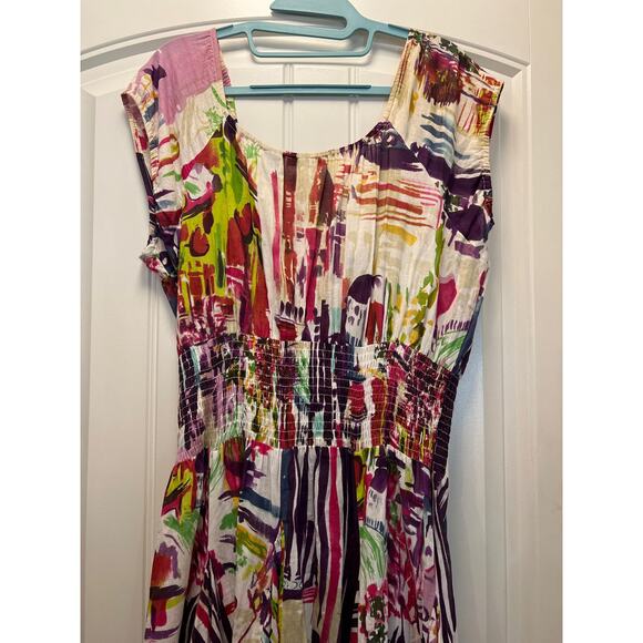 NWT Chelsea & Theodore Women’s Cotton Smocked Voile Midi Dress Size L Multicolor - Picture 7 of 7